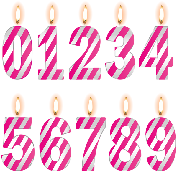 Numbers Birthday Candles Pink PNG Clip Art Image | Gallery Yopriceville