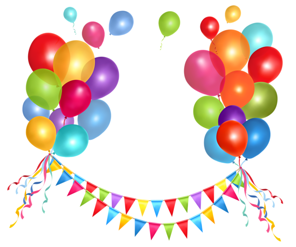 This png image - Transparent Party Streamer and Balloons PNG Clipart Picture, is available for free download