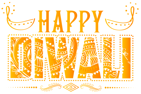 This png image - Happy Diwali Orange Text Transparent Clip Art Image, is available for free download