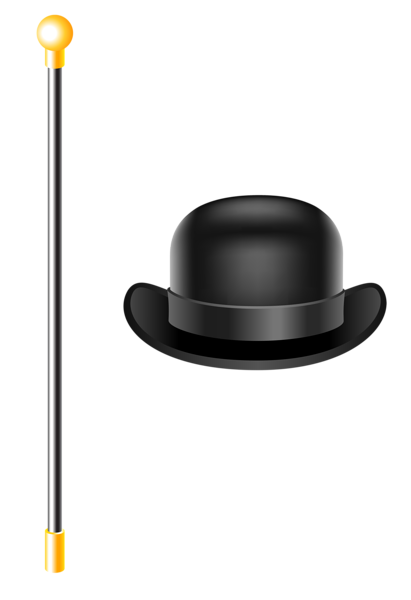 This png image - Bowler Hat with Cane PNG Clipart Picture, is available for free download