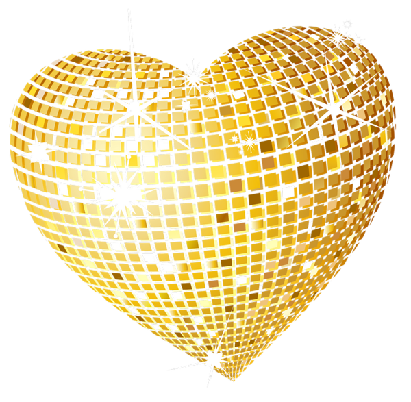 This png image - Gold Disco Heart PNG Clipart Picture, is available for free download