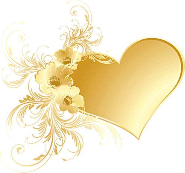 This png image - Gold Heart with Flowers PNG Picture, is available for free download