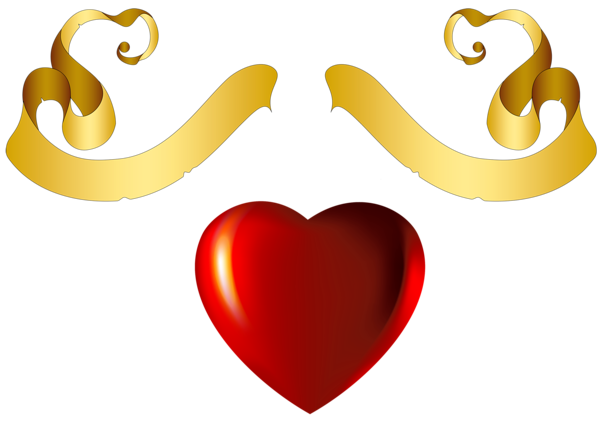 This png image - Heart with Gold Banner Element Clipart, is available for free download