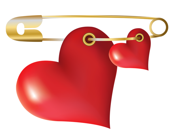 This png image - Hearts with Safety Pin PNG Clipart, is available for free download