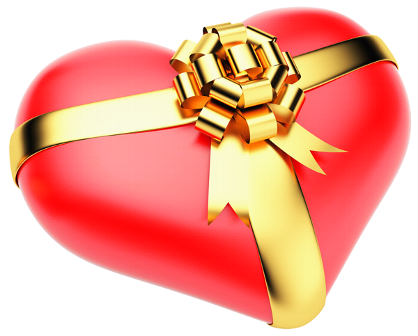 This png image - Large Red PNG Heart with Gold Bow, is available for free download