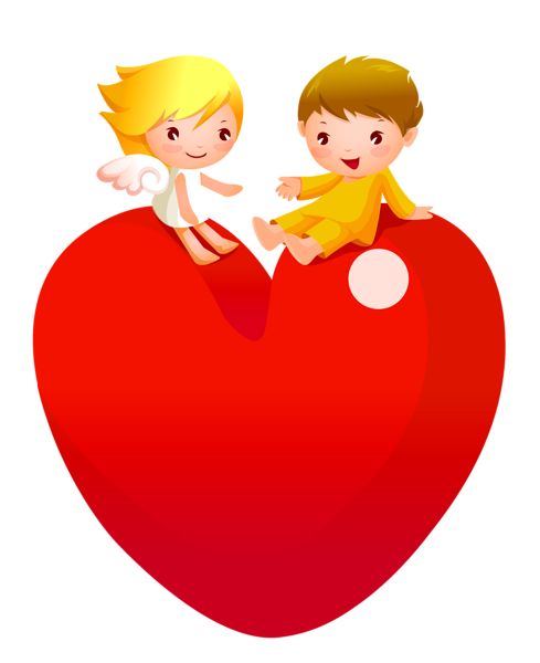 This png image - Red Heart with Angels PNG Clipart, is available for free download
