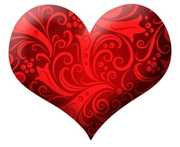 This png image - Red Heart with Ornaments PNG Clipart Picture, is available for free download