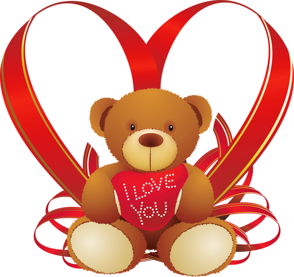 This png image - Red Heart with Teddy Bear PNG Clipart, is available for free download