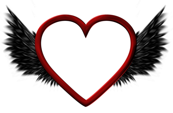 This png image - Red Transparent Heart with Black Wings PNG Picture, is available for free download