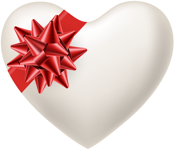 This png image - White Heart with Red Bow Transparent PNG Image, is available for free download