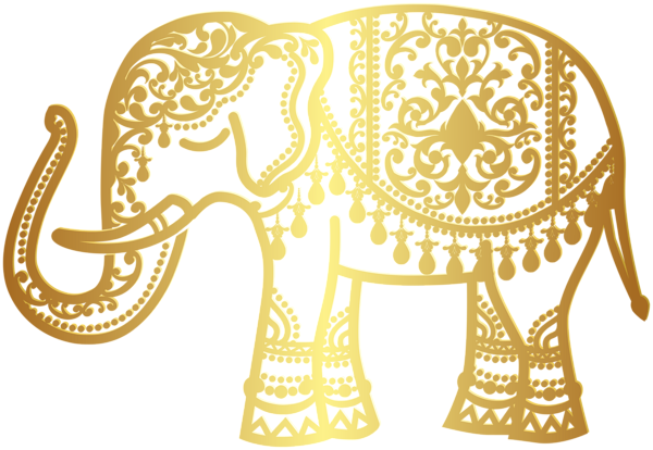 This png image - Decorative Gold Indian Elephant PNG Clip Art, is available for free download