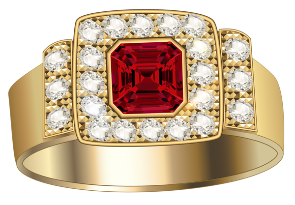 This png image - Gold Ring with Diamonds and Ruby Clipart, is available for free download