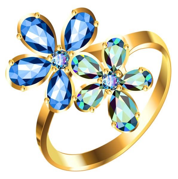 This png image - Silver Ring with Blue Floral Diamonds PNG Clipart, is available for free download