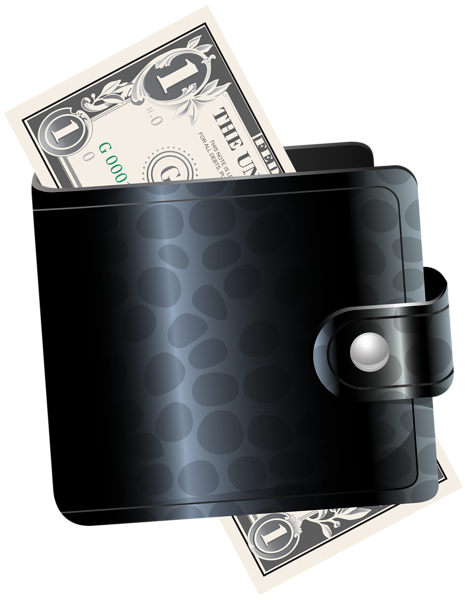 This png image - Black Wallet with One Dollar Transparent Clip Art Image, is available for free download