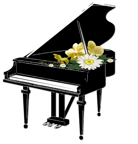 This png image - Black Piano with Flowers Transparent Clipart, is available for free download