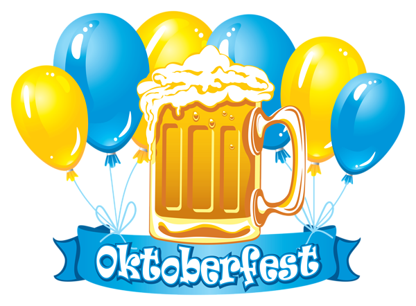 This png image - Oktoberfest Blue Banner with Balloons and Beers PNG Clipart Image, is available for free download
