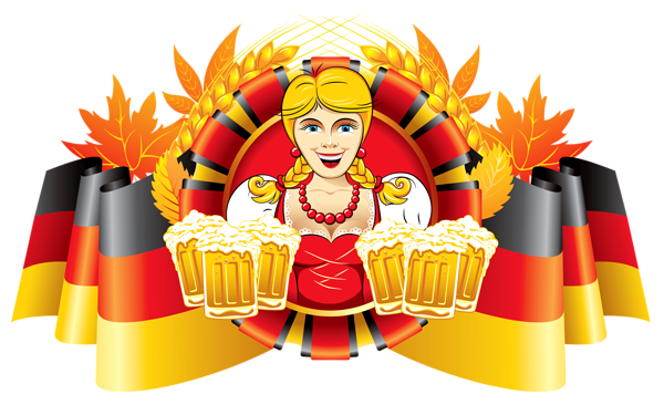 This png image - Oktoberfest Decor German Flag and Girl with Beer, is available for free download