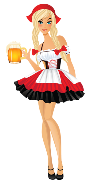 This png image - Oktoberfest Girl with Beer Mugs PNG Clipart Image, is available for free download