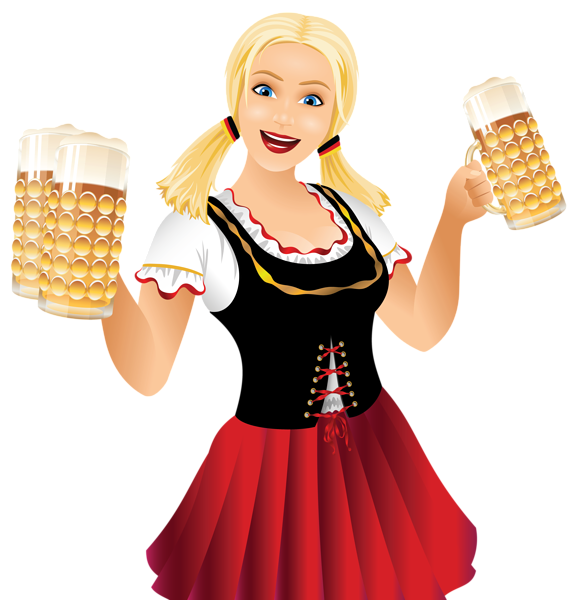This png image - Oktoberfest Girl with Beer Mugs PNG Clipart Picture, is available for free download