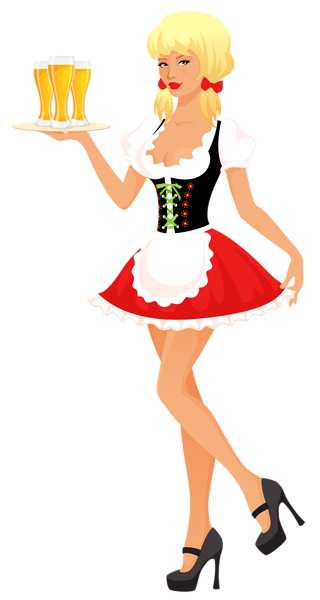 This png image - Oktoberfest Girl with Beer Tray PNG Clipart Image, is available for free download