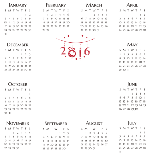 This png image - 2016 Calendar Transparent PNG Image, is available for free download