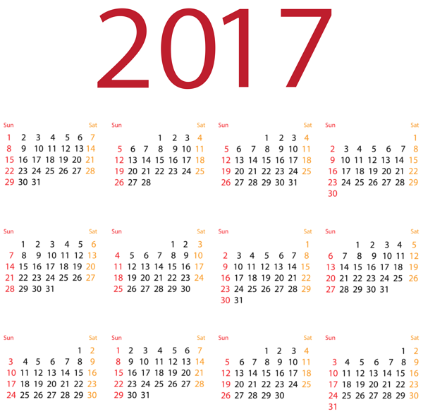This png image - 2017 Calendar PNG Transparent Clip Art Image, is available for free download