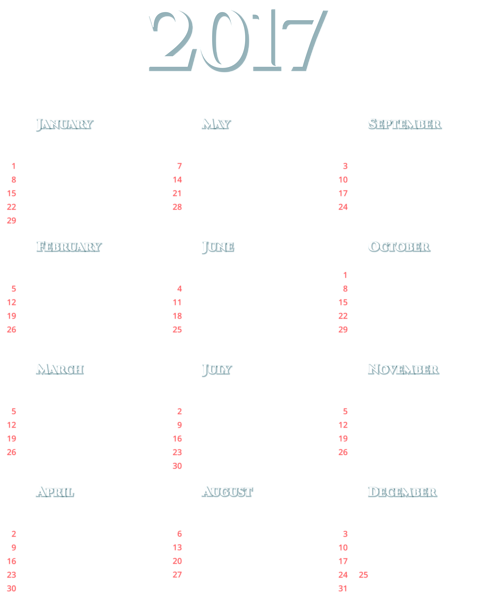 This png image - 2017 Calendar Transparent PNG Image, is available for free download
