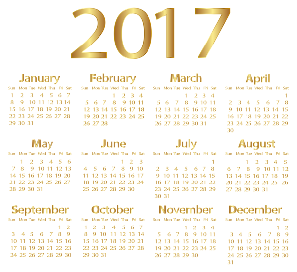 This png image - 2017 Gold Calendar PNG Transparent Clip Art Image, is available for free download