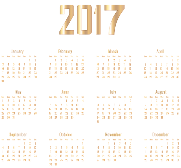 This png image - 2017 Gold Calendar Transparent PNG Image, is available for free download