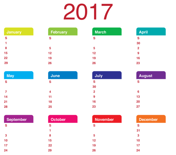 This png image - 2017 Transparent Calendar PNG Clipart Picture, is available for free download
