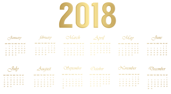 This png image - 2018 Calendar Gold Transparent PNG Image, is available for free download