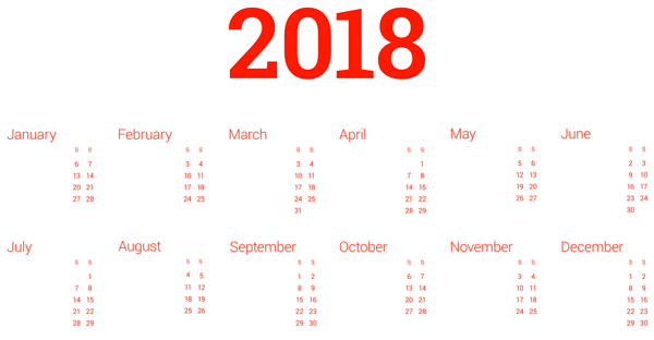 This png image - 2018 Calendar Transparent Clip Art, is available for free download
