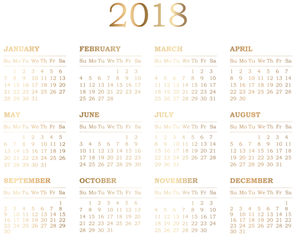 This png image - 2018 Calendar Transparent Clip Art, is available for free download