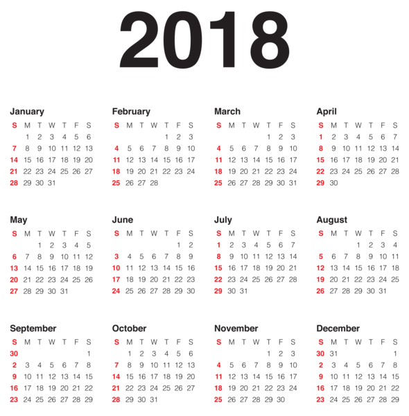 This png image - 2018 Calendar Transparent PNG Clip Art Image, is available for free download