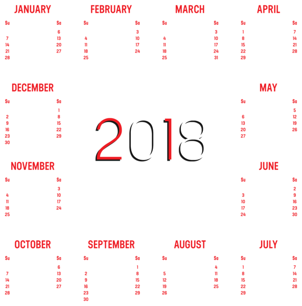 This png image - 2018 Calendar Transparent PNG Image, is available for free download