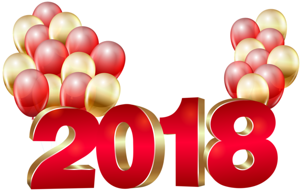 This png image - 2018 Red Gold and Balloons PNG Clip Art Image, is available for free download