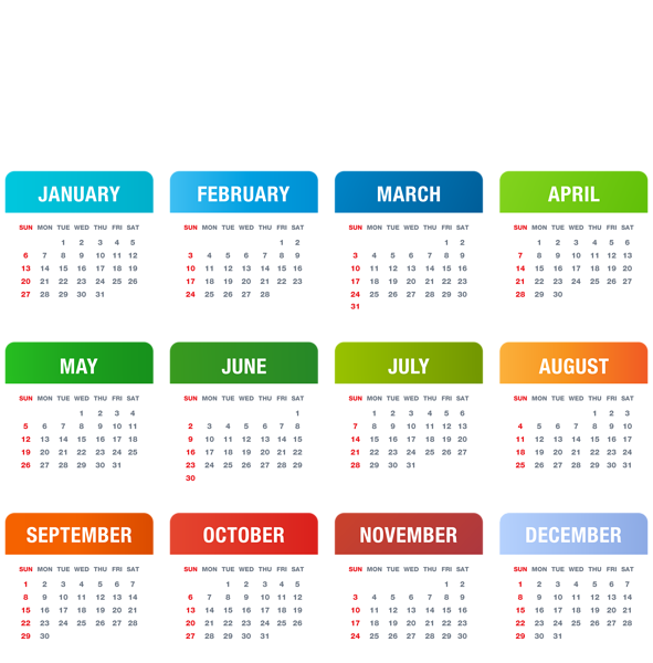 This png image - 2019 Calendar Colorful Transparent PNG Image, is available for free download