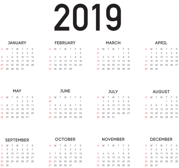 This png image - 2019 Calendar Large Transparent PNG Image, is available for free download