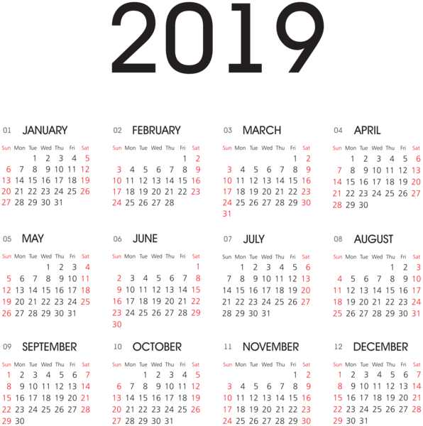 This png image - 2019 Calendar PNG Transparent Image, is available for free download