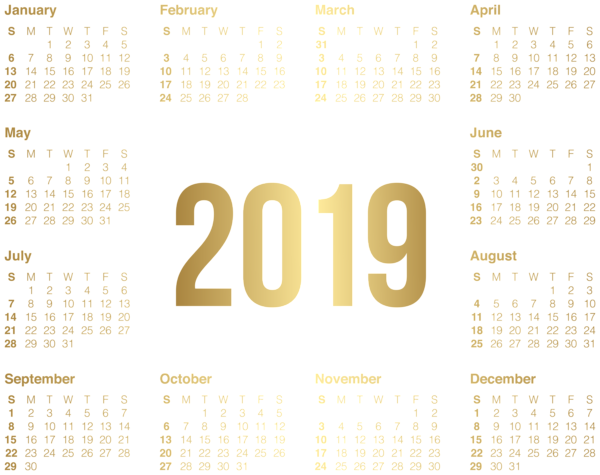This png image - 2019 Transparent Gold Calendar PNG Image, is available for free download