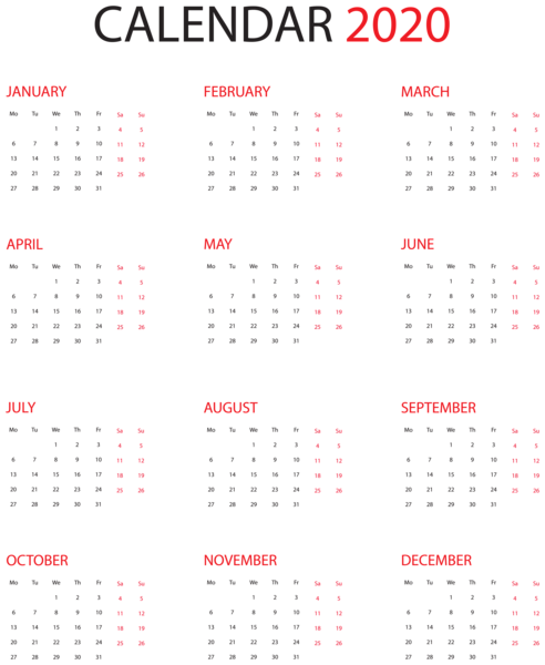 This png image - 2020 Calendar PNG Clipart, is available for free download
