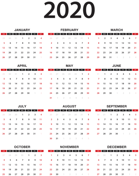 This png image - 2020 Calendar Transparent PNG Clip Art, is available for free download