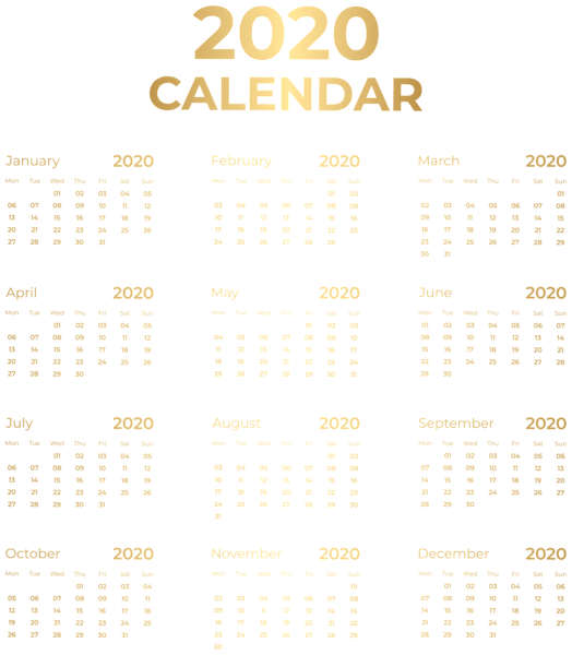 This png image - 2020 Gold Calendar PNG Clipart, is available for free download