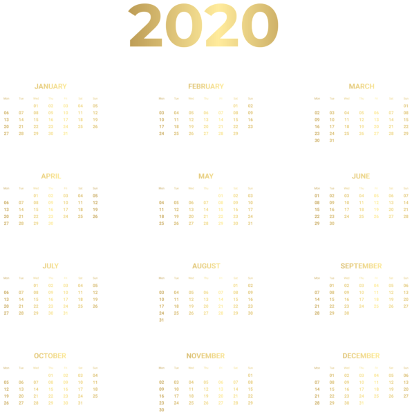 This png image - 2020 Gold Calendar Transparent Clipart, is available for free download