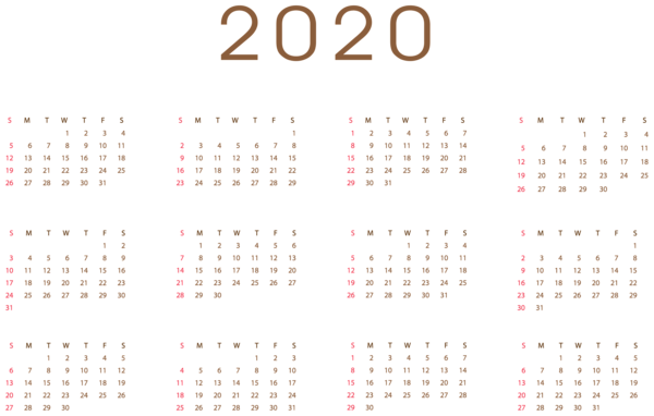 This png image - 2020 Transparent Calendar Clipart, is available for free download