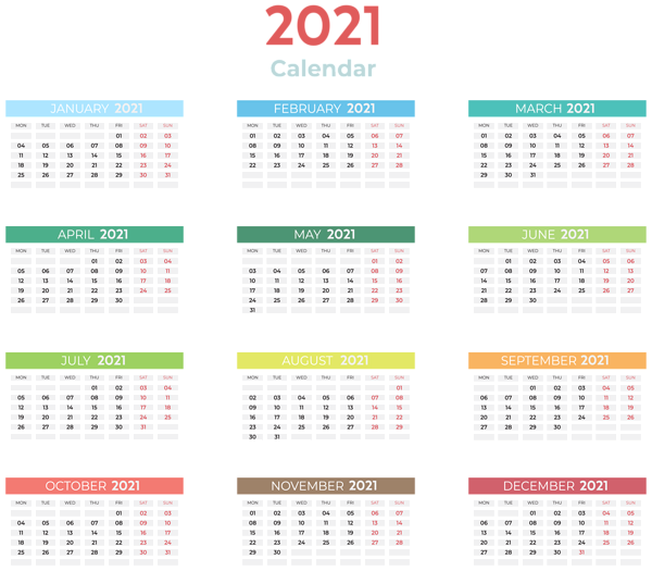 This png image - 2021 New Color Calendar PNG Clipart, is available for free download