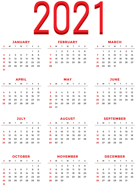 2021 US Calendar Transparent PNG Clipart | Gallery Yopriceville - High ...