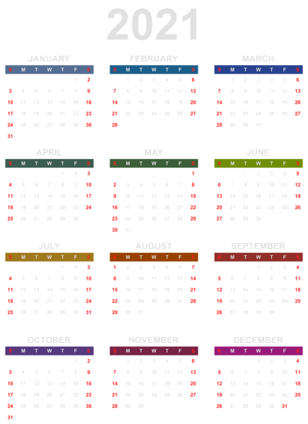 This png image - 2021 color Calendar Transparent PNG Clipart, is available for free download
