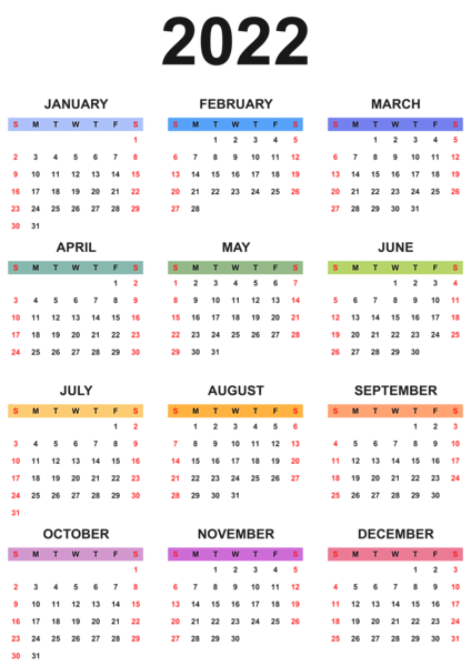 This png image - 2022 Colorful Calendar Transparent Clipart, is available for free download