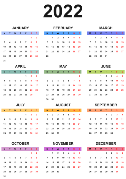 This png image - 2022 EU Colorful Calendar Transparent Clipart, is available for free download